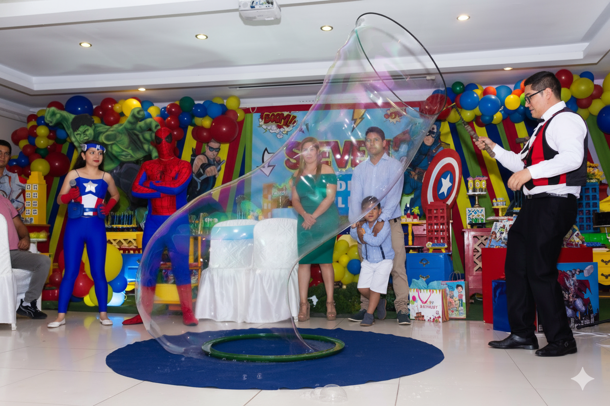 ted el artista haciendo burbujas gigantes